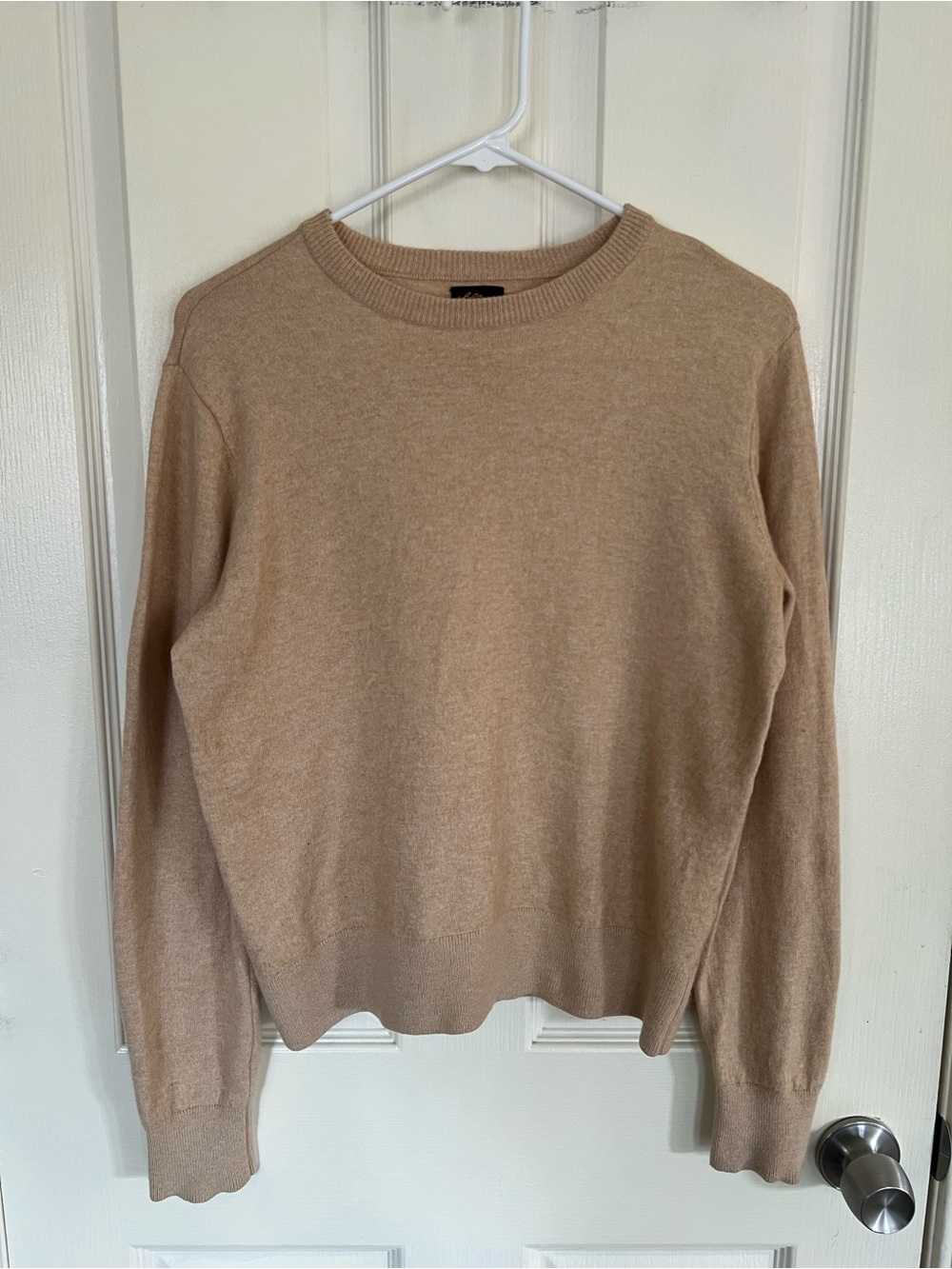 L.L.Bean Men’s Merino Wool Cotton Crewneck Sweater Tan Size M.